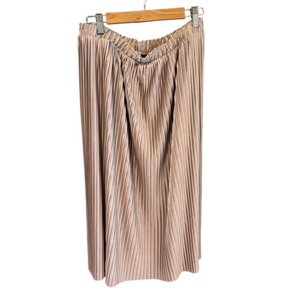 Zara Pleated Midi Skirt | Champagne Pink | Size L